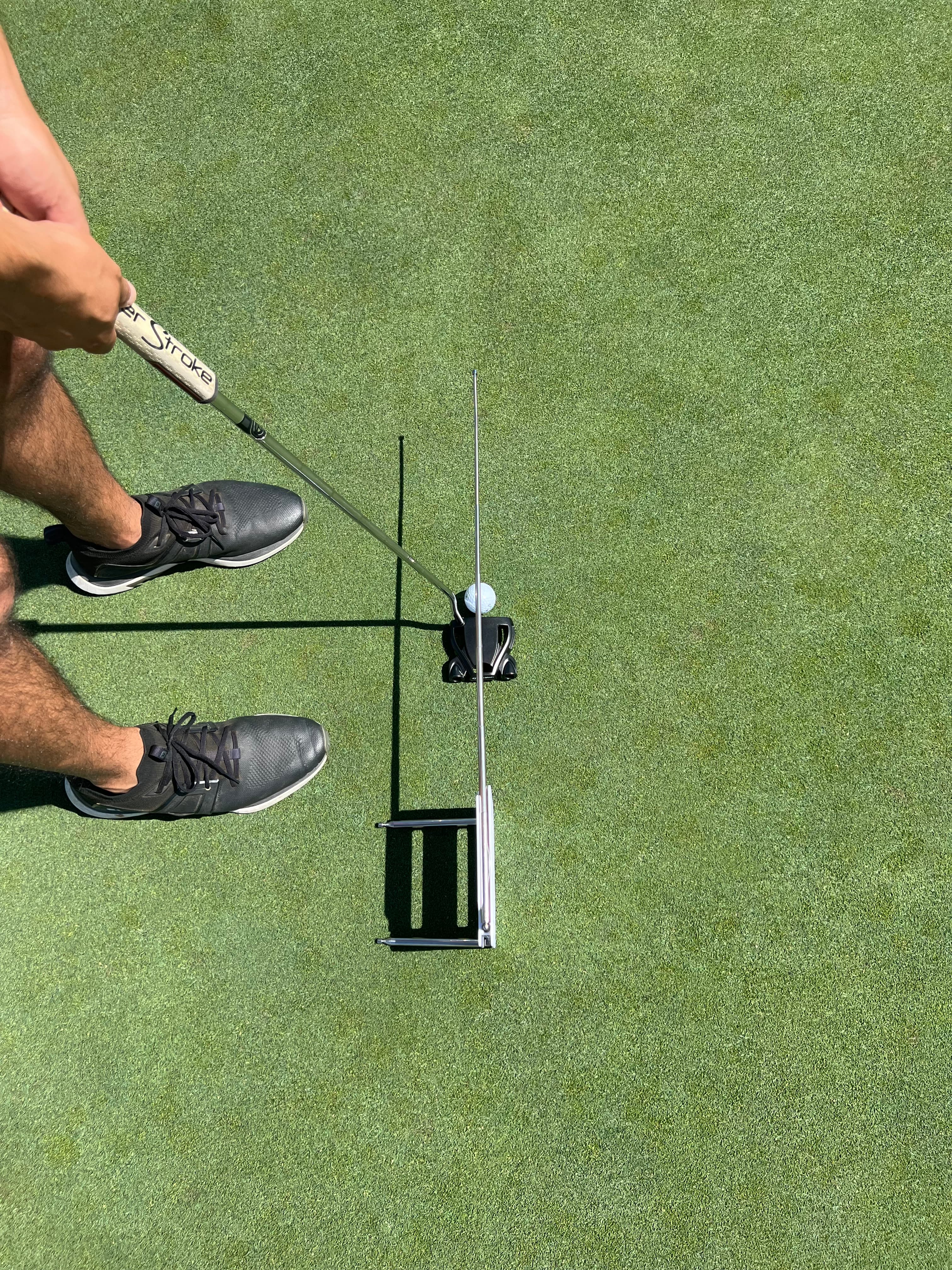 AimBox configured on a putting green for start-line practice